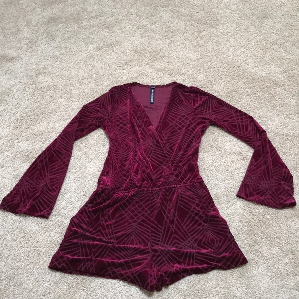 Design lab medium dark burgundy velvetish romper.